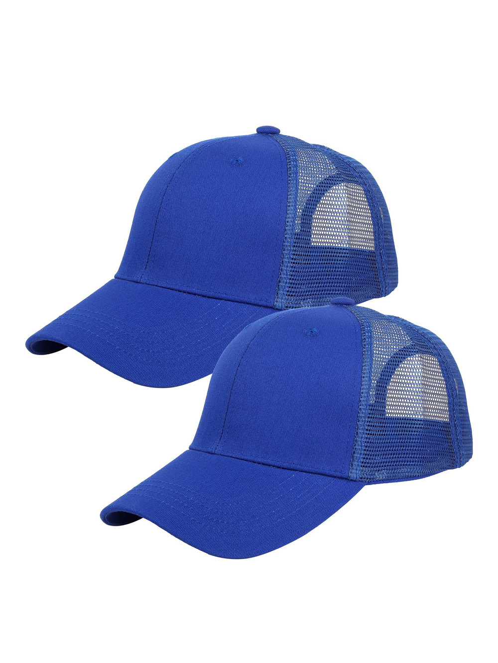 Trucker Hat Baseball Cap Structured Plain | 2 Pack, Royal, Royal | Size OS